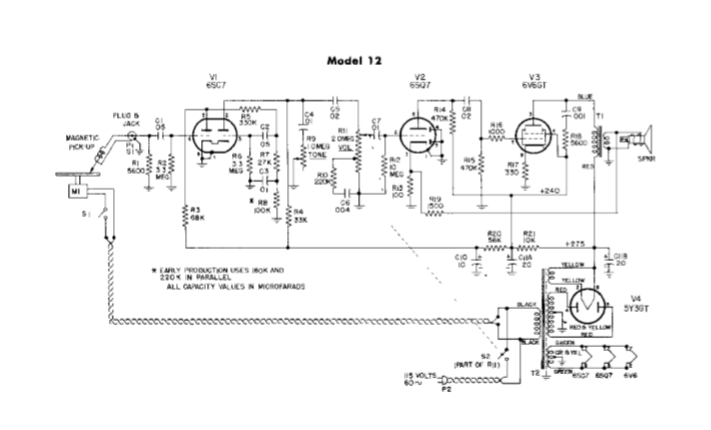 GE Radio Service Guide Model 12 Schematic and Part List