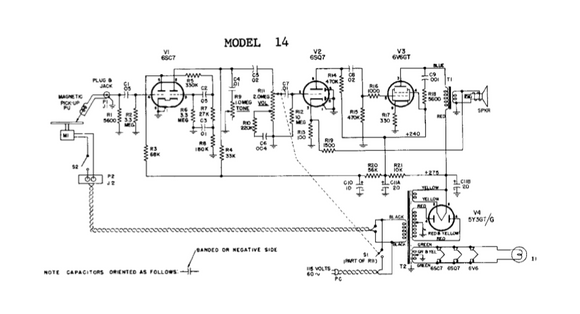 GE Radio Service Guide Model 14 Schematic and Part List