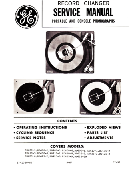 GE Portable and console Phonographs Service Manual