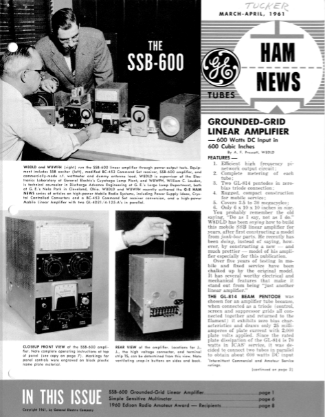 GE SSB-600 Grounded-Grid Linear Amplifier Service Manual