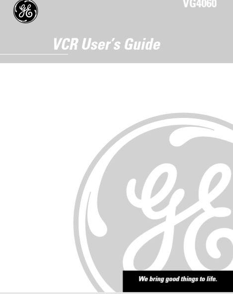 GE VG4060 VCR User's Guide Service Manual