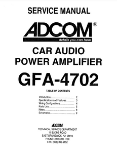 ADCOM Car Audio GFA-4702 Service Manual