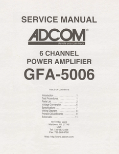 ADCOM GFA-5006 6Channel Power Amp Service Manual