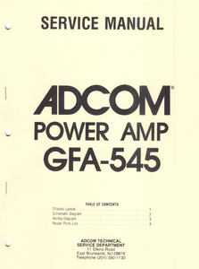 ADCOM GFA-545 Power Amp Schematics