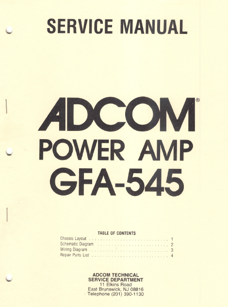 ADCOM GFA-545 Power Amp Schematics