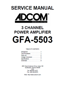 ADCOM GFA-5503 3Channel Power Amp Service Manual