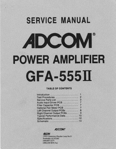 ADCOM GFA-555II Power Amplifier Service Manual