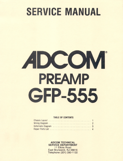 ADCOM PreAmp GFP-555 Schematics