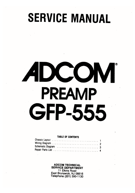 ADCOM GFP 555 PreAmp Schematics