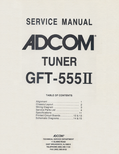 ADCOM GFT-555II Tuner Service Manual