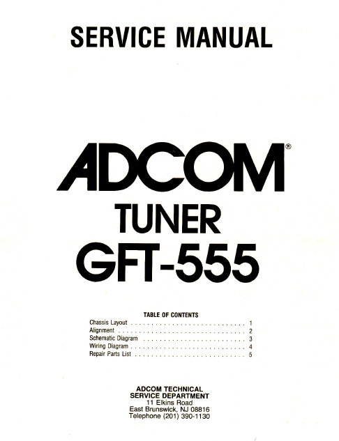 ADCOM GFT-555 Tuner Service Manual