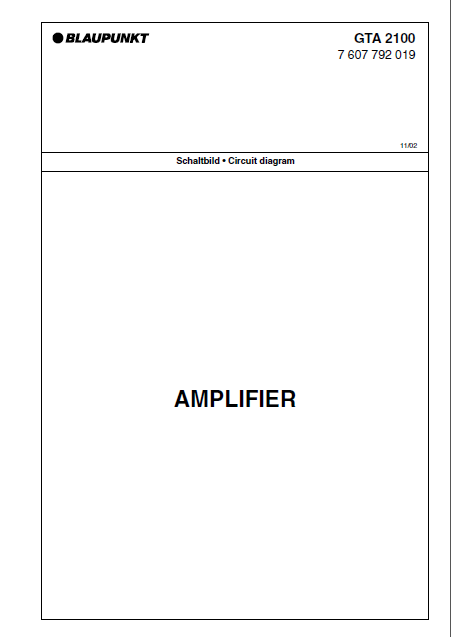 BLAUPUNKT GTA 2100 Amplifier Schematics