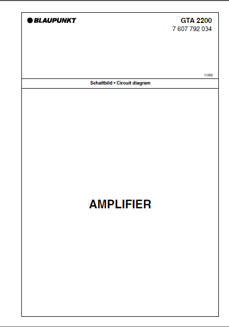 BLAUPUNKT GTA 2200 Amplifier Schematics