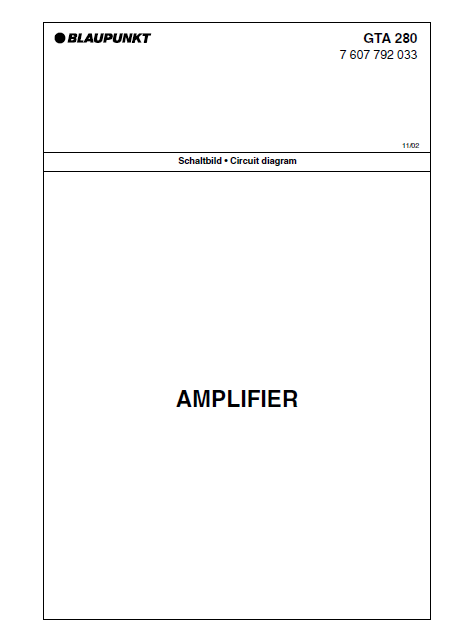 BLAUPUNKT GTA 280 Amplifier Schematics