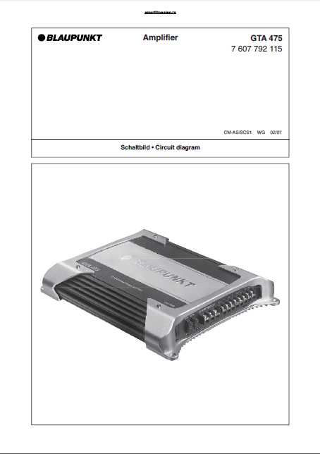 BLAUPUNKT GTA 475 Amplifier Schematics