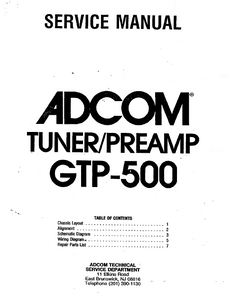 ADCOM GTP-500 Tuner PreAmp Service Manual