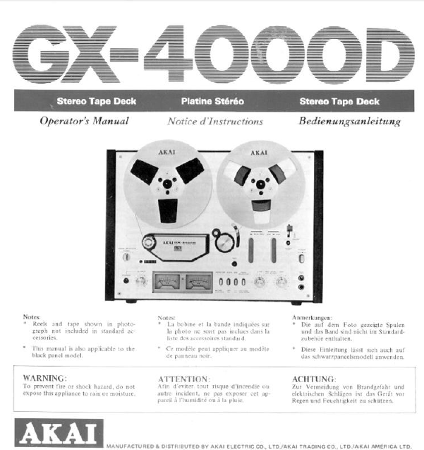 AKAI GX-4000D Operator's Manual