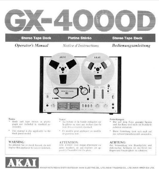 AKAI GX-4000D Operator's Manual