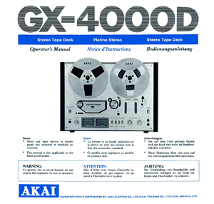 AKAI GX-4000D Color Operator's Manual