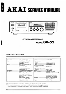 AKAI Model GX-25 Stereo Cassette Deck Service Manual