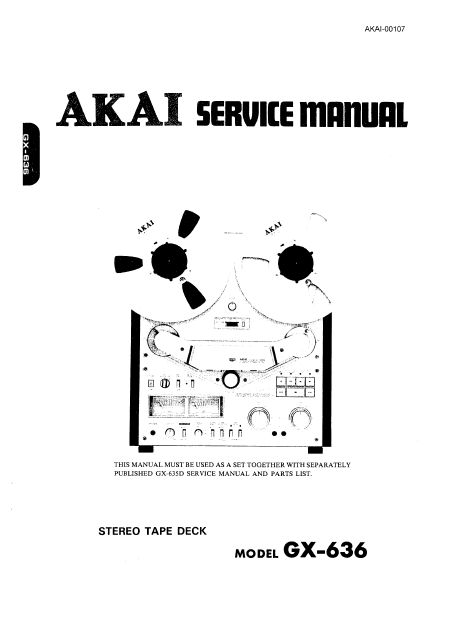 AKAI GX-636 Stereo Tape Deck Service Manual