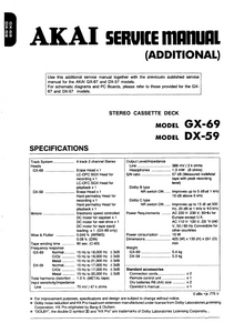 AKAI GX 69-59 Stereo Cassette Deck Additional Service Manual