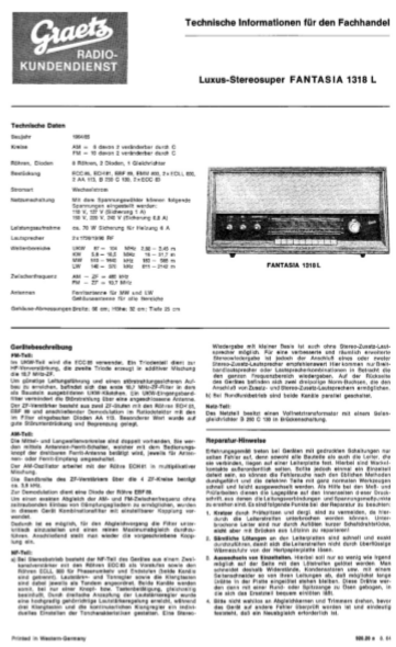 Graetz FANTASIA 1318 L Operation Manual