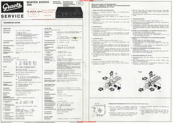 Graetz MASTER STUDIO 306 Operation Manual