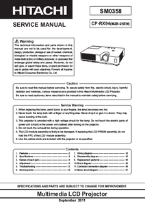 HITACHI CP-RX94 Multimedia LCD Projector Service Manual