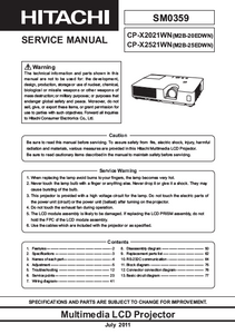 HITACHI CP-X2021WN Multimedia LCD Projector Service Manual