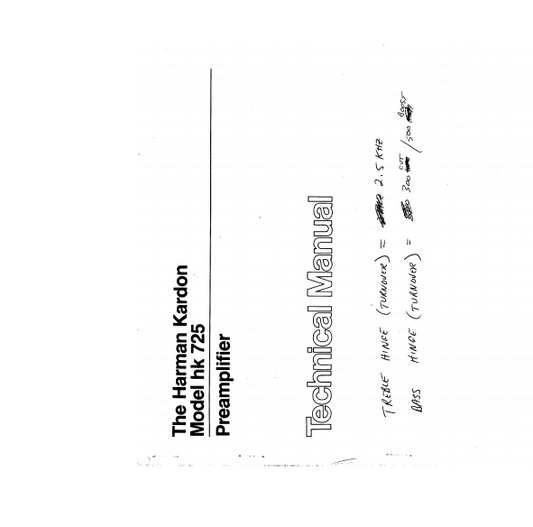 Harman Kardon Model hk 725 Preamplifier Technical Service Manual