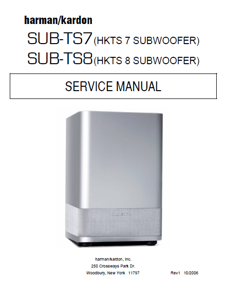 Harman Kardon SUB-TS7 SUB-TS8 Subwoofer Service Manual