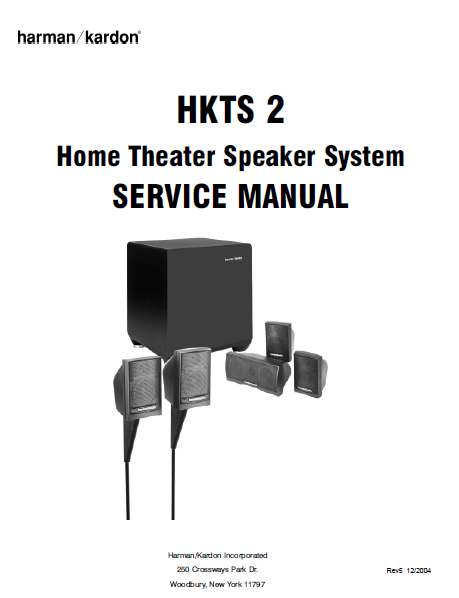Harman Kardon HKTS 2 Home Theater Speaker System Rev 5 Service Manual
