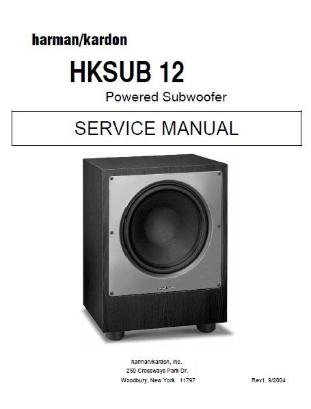 Harman Kardon HKSUB 12 Powered Subwoofer Rev1 Service Manual
