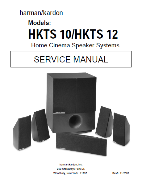Harman Kardon HKTS 10-12 Home Cinema Speaker Systems Service Manual
