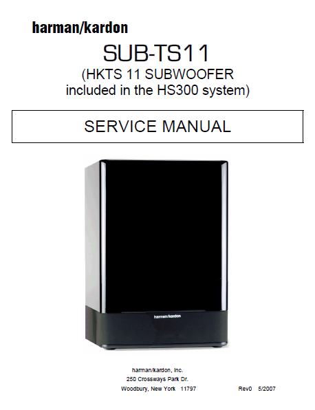 Harman SUB-TS11 Subwoofer Service Manual – Electronic Service Manuals