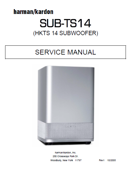 Harman Kardon SUB-TS14 Subwoofer Service Manual