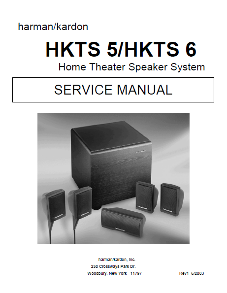 Harman Kardon HKTS 5-6 Home Theater Speaker System Service Manual