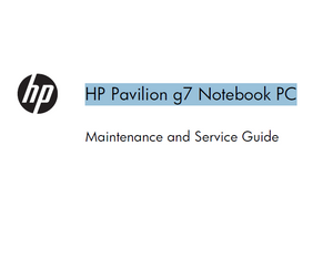 Hewlett Packard HP Pavilion G7 Notebook PC Service Manual