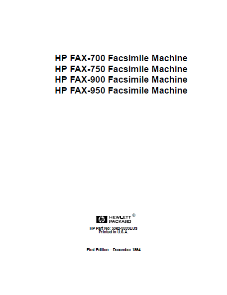 Hewlett Packard FAX-700 Facsimile Machine Service Manual