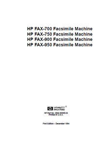 Hewlett Packard FAX-700 Facsimile Machine Service Manual