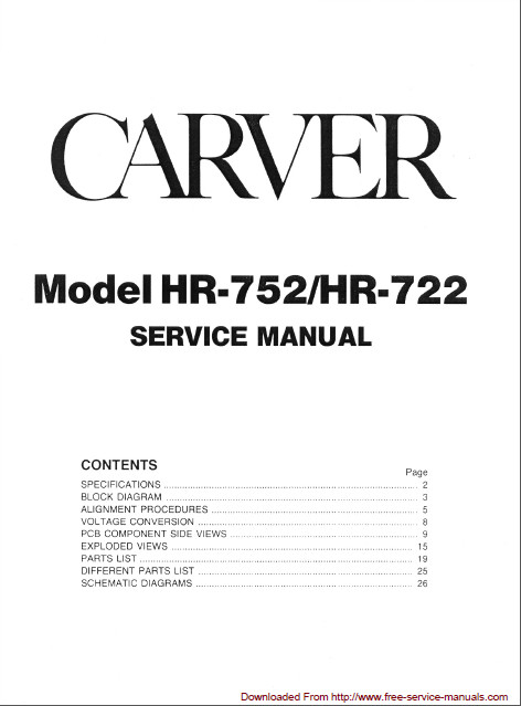 CARVER HR-752 Service Manual