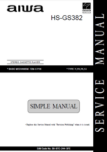 AIWA HS-GS382 Stereo Cassette Player Service Manual