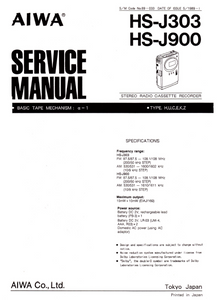 AIWA HS-J303 Stereo Radio Cassette Recorder Service Manual