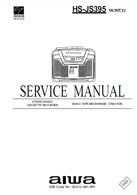 AIWA HS-JS395 Stereo Radio Cassette Recorder Service Manual