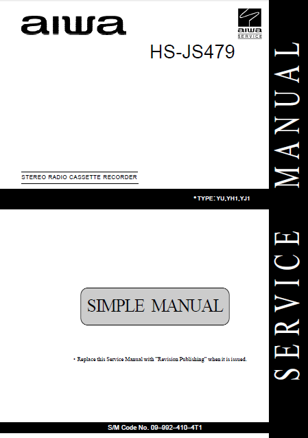 AIWA HS-JS479 Stereo Radio Cassette Recorder Service Manual