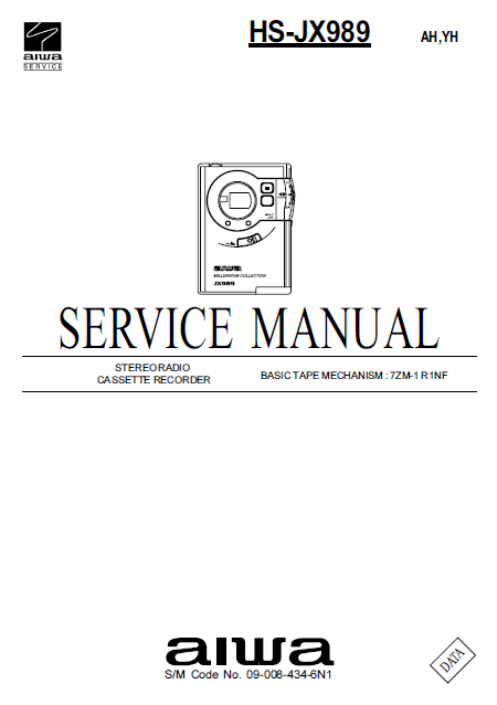 AIWA HS-JX989 Stereo Radio Cassette Recorder Service Manual