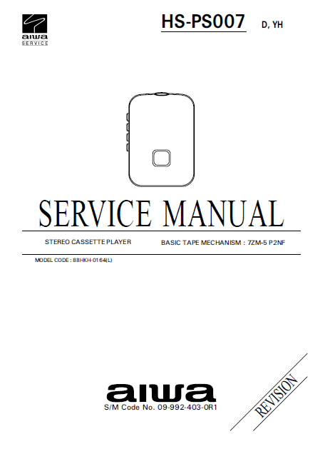 AIWA HS-PS007 Revision Stereo Cassette Service Manual