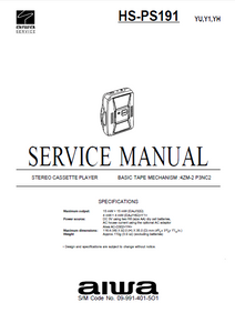 AIWA HS-PS191 Stereo Cassette Player Schematics