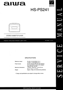 AIWA HS-PS241 Stereo Cassette Player Service Manual